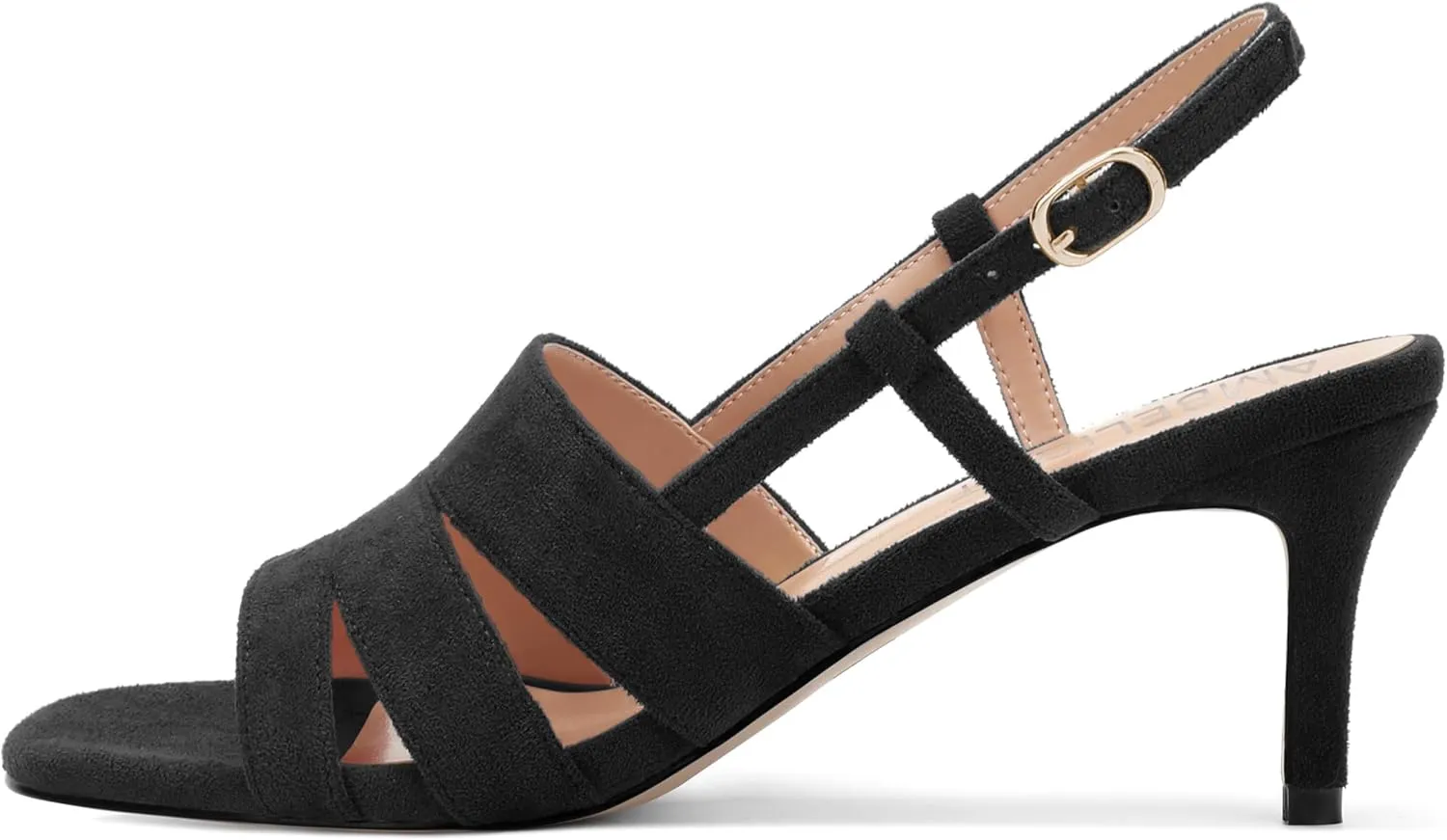 AMBELIGHT Women'S Strappy Low Kitten Slingback Heels Round Open Toe Ankle Buckle Suede Sandals Casual Comfortable Dress Wedding Work Shoes For Women 2.5 Inch