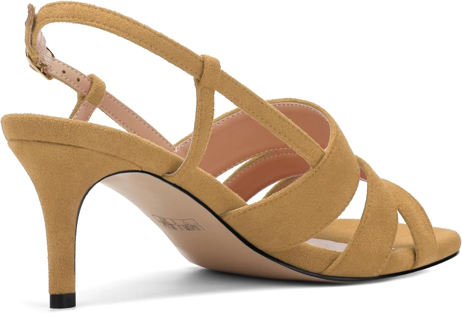AMBELIGHT Women'S Strappy Low Kitten Slingback Heels Round Open Toe Ankle Buckle Suede Sandals Casual Comfortable Dress Wedding Work Shoes For Women 2.5 Inch
