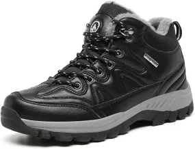 Asifn Mens Hiking Snow Boots Padded Warm Cotton Shoes Non-slip Lightweight Sneakers Waterproof Fur Lined Bare Boots