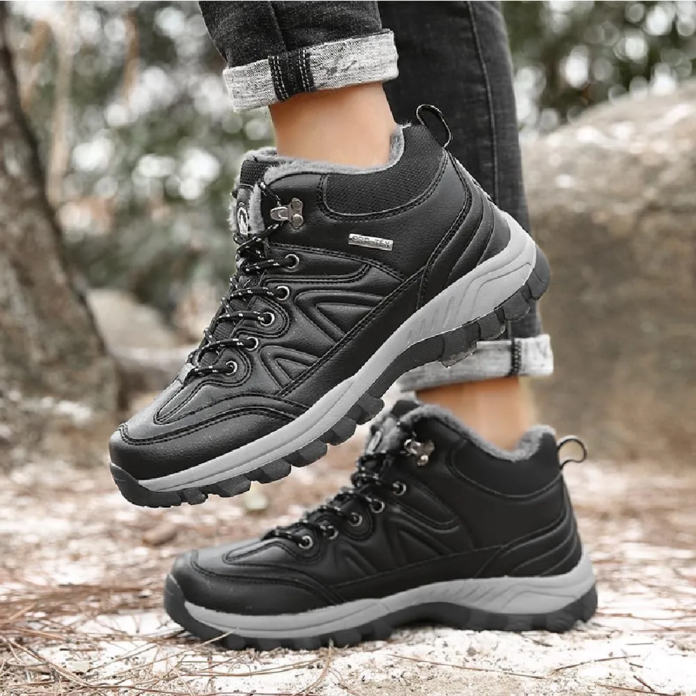 Asifn Mens Hiking Snow Boots Padded Warm Cotton Shoes Non-slip Lightweight Sneakers Waterproof Fur Lined Bare Boots