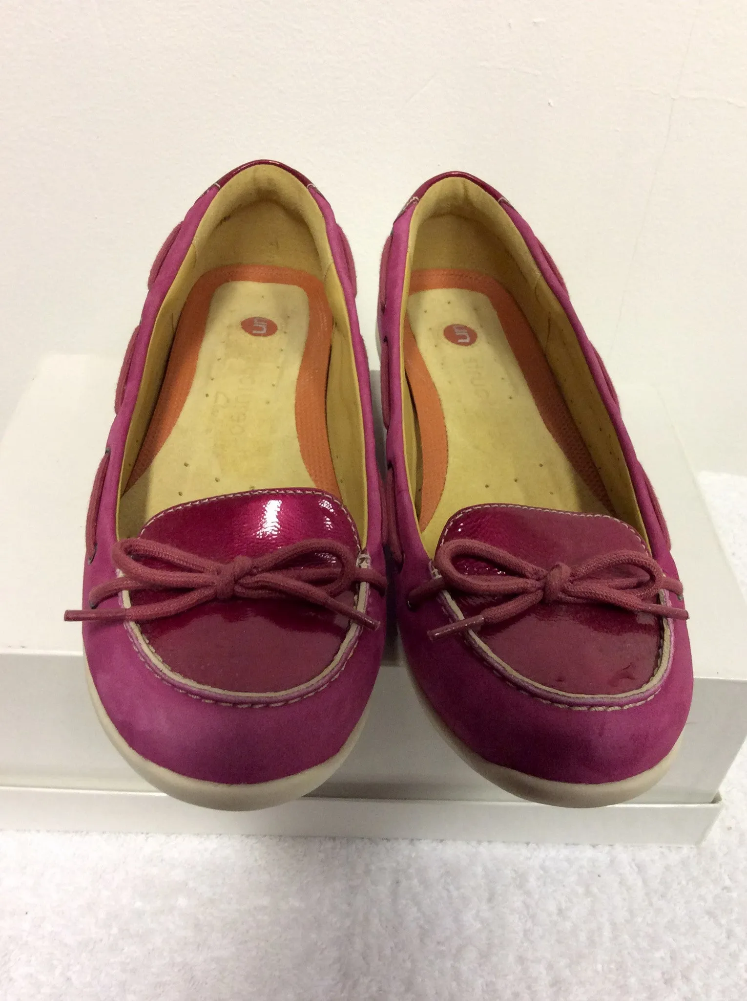 BRAND NEW CLARKS UN STUCTURED PINK SUEDE & LEATHER LOAFERS SIZE 6D/39