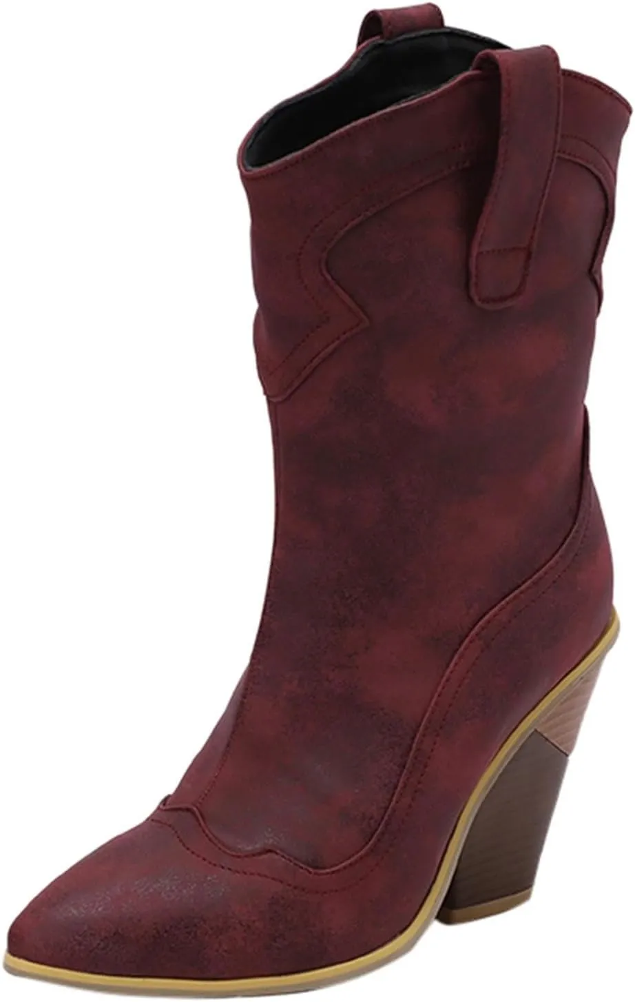Cowboy Boots For Women Western Boot Pointed Toe Low Chunky Heel Short Ankle Boots for Women Wide Calf Winter Ankle Combat