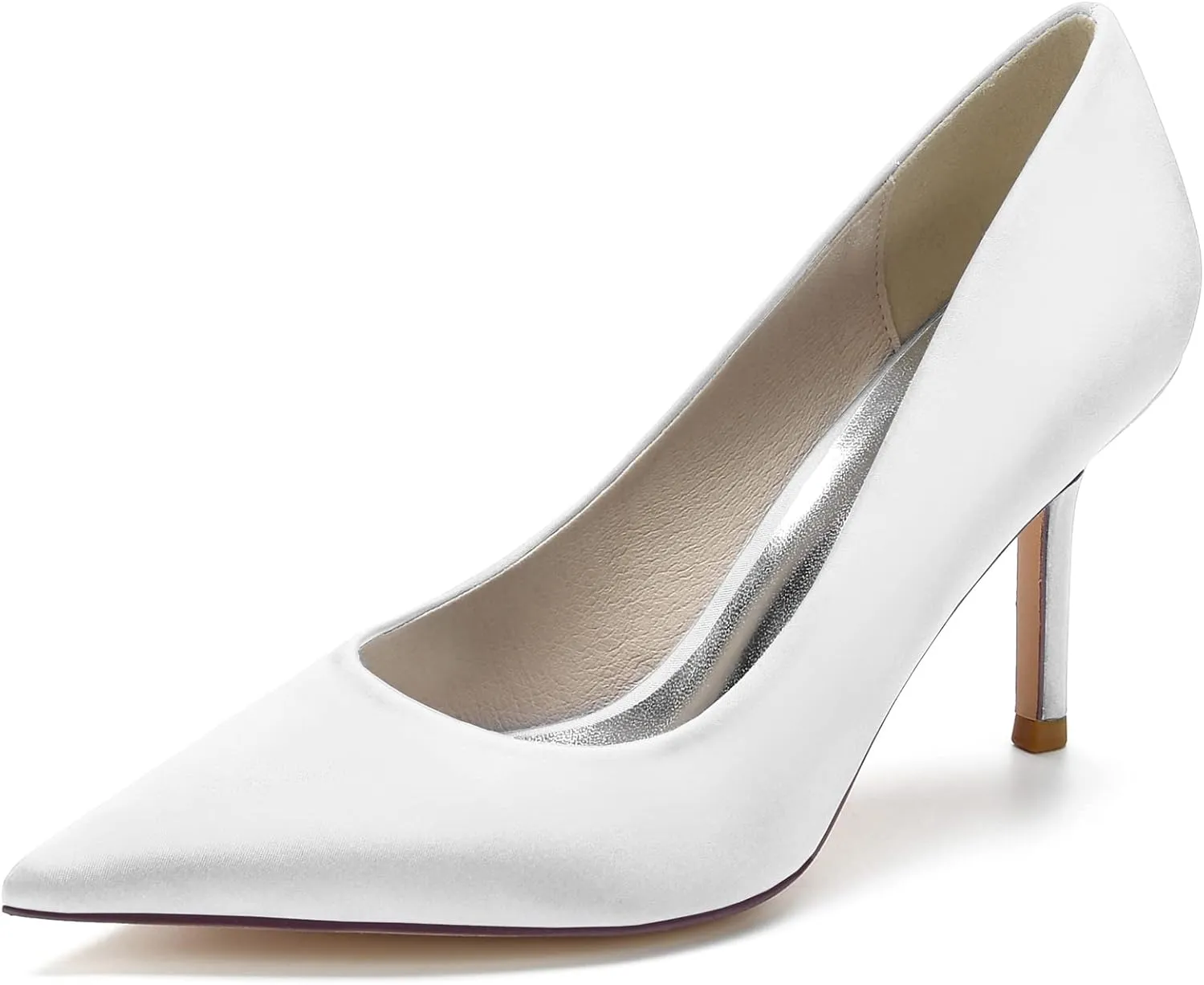 FufoneUS Wedding Bridal Shoes Women's Stiletto High Heel Dress Pumps Pointed Toe Evening Party Shoes,White,12