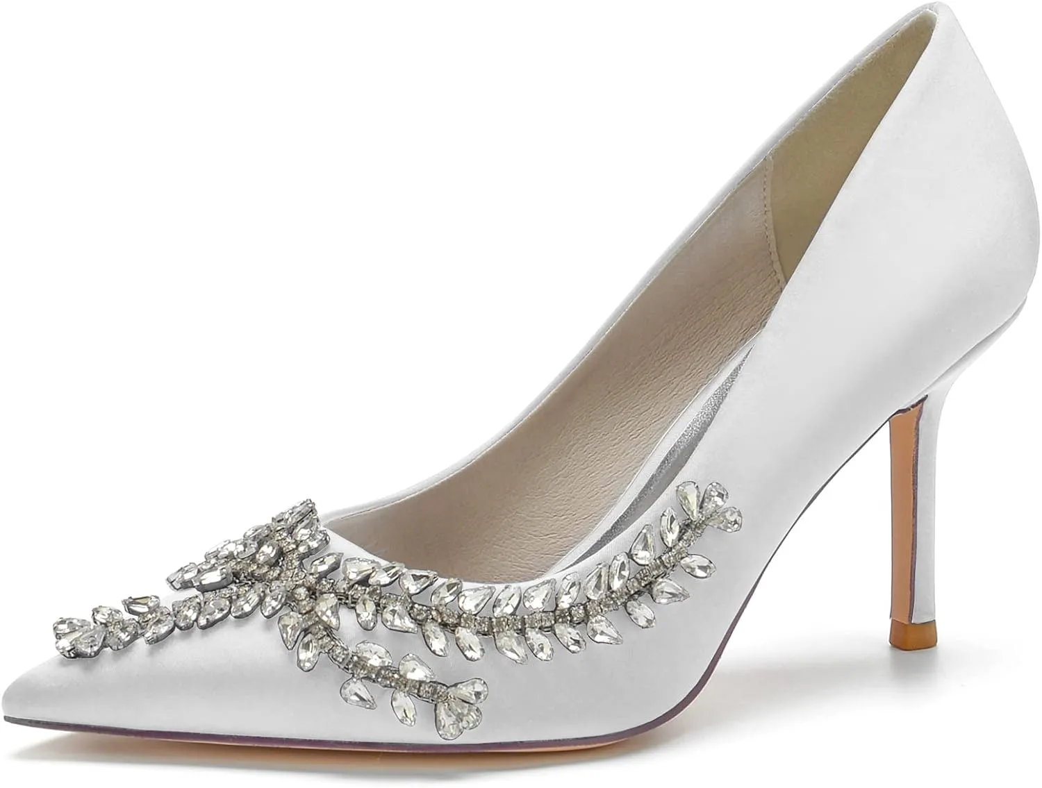 FufoneUS Womens Pointed Toe High Heels Dress Pumps for Evening Stiletto Heels Bridal Wedding Shoes,White,12