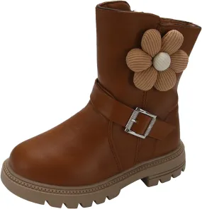 Kids Ankle Boots for Girls Chunky Low Block Heel Short Dress Booties Kids Lightweight Hiking Shoes with Side Zipper