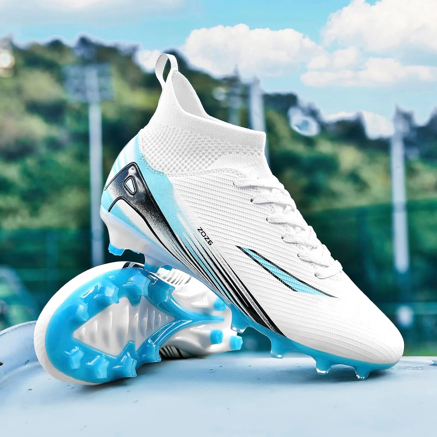 Men's High Top Soccer Shoes AG Long Spikes Men's and Women's High-Top Students Game Sports Training Soccer Cleats Shoes