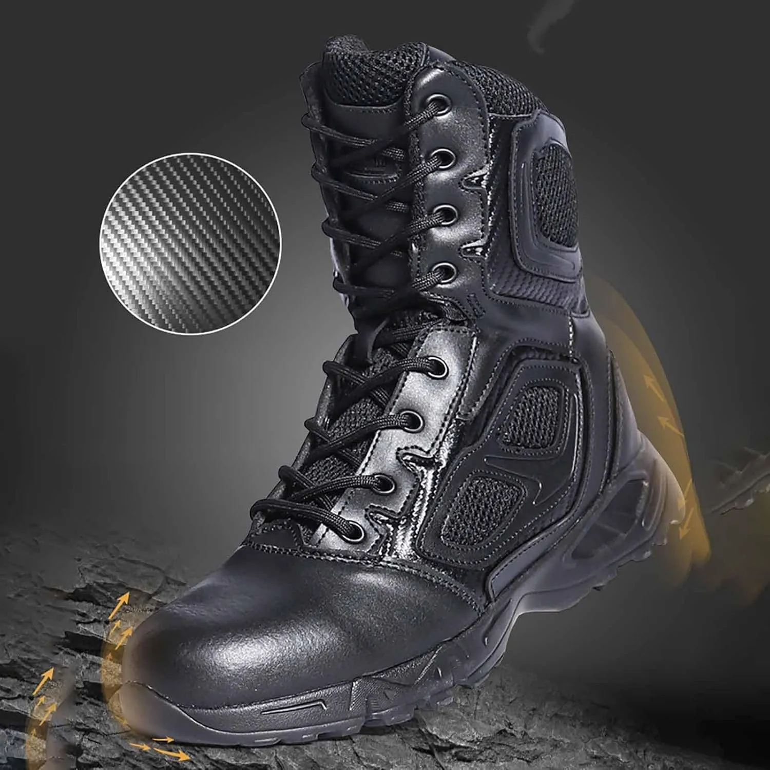 Men's Waterproof Military Boots, Breathable Military Combat Desert Boots Lightweight Non-Slip Hiking Outdoor Boots Men's Tactical Military Combat Boots