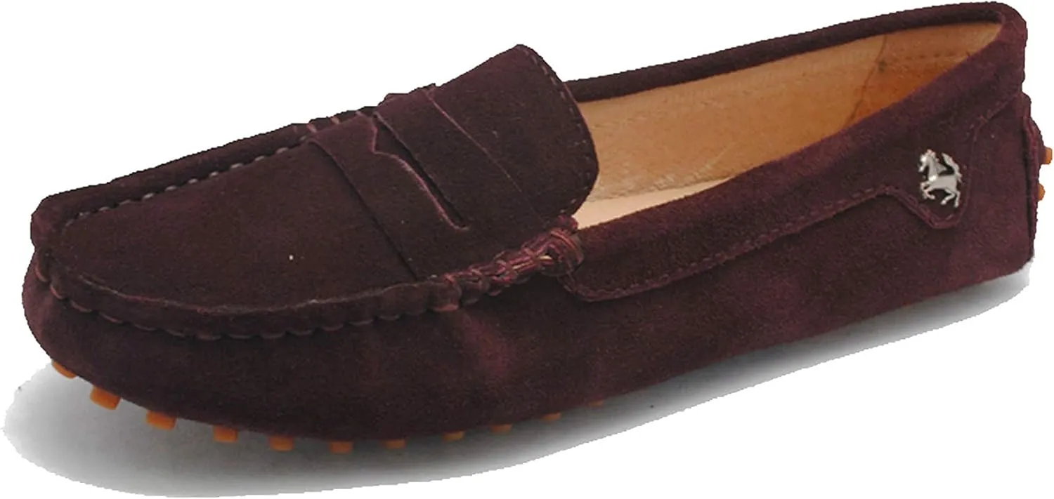 Minishion Women's Casual Loafers Suede Comfortable Driving Shoes YB9603