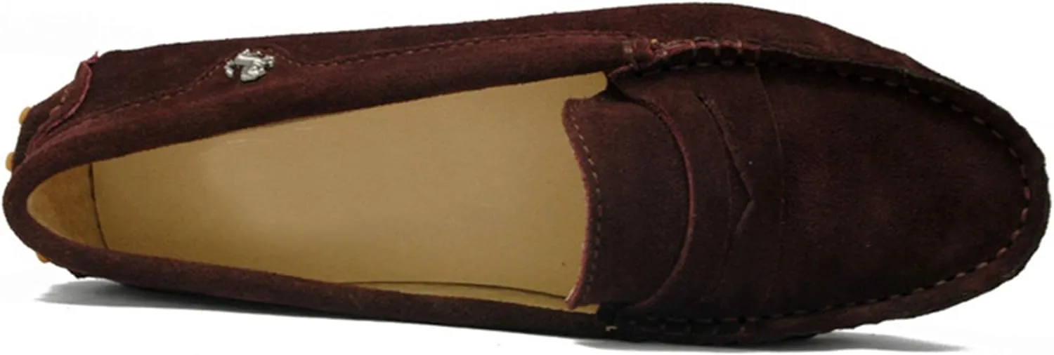 Minishion Women's Casual Loafers Suede Comfortable Driving Shoes YB9603