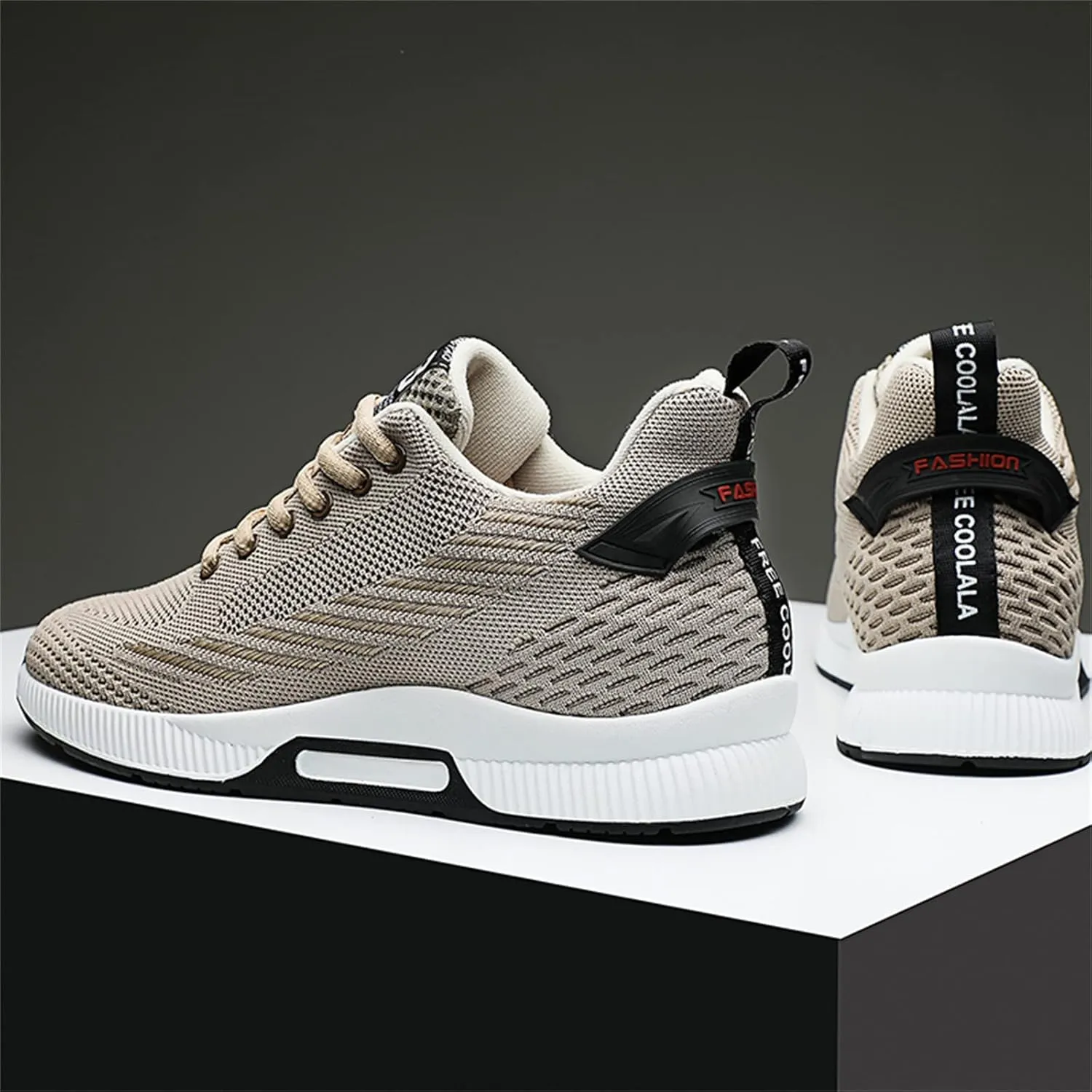 Mnplciea Men's Invisible Height Increasing Elevator Shoes 3.15 Inches Lace Up Road Running Sneakers Lightweight Breathable Knitted Sporty Trainers