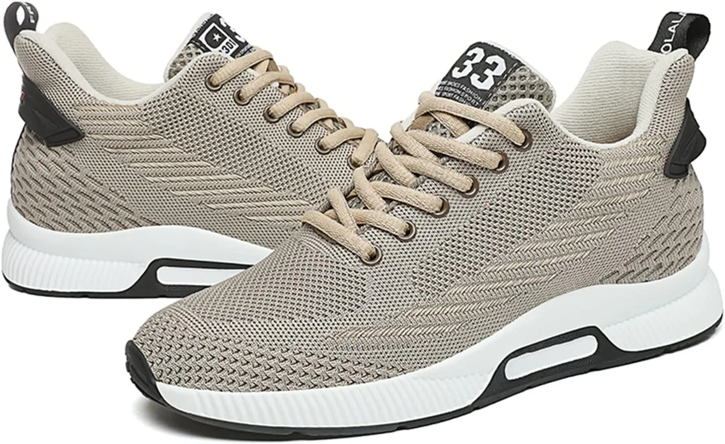 Mnplciea Men's Invisible Height Increasing Elevator Shoes 3.15 Inches Lace Up Road Running Sneakers Lightweight Breathable Knitted Sporty Trainers