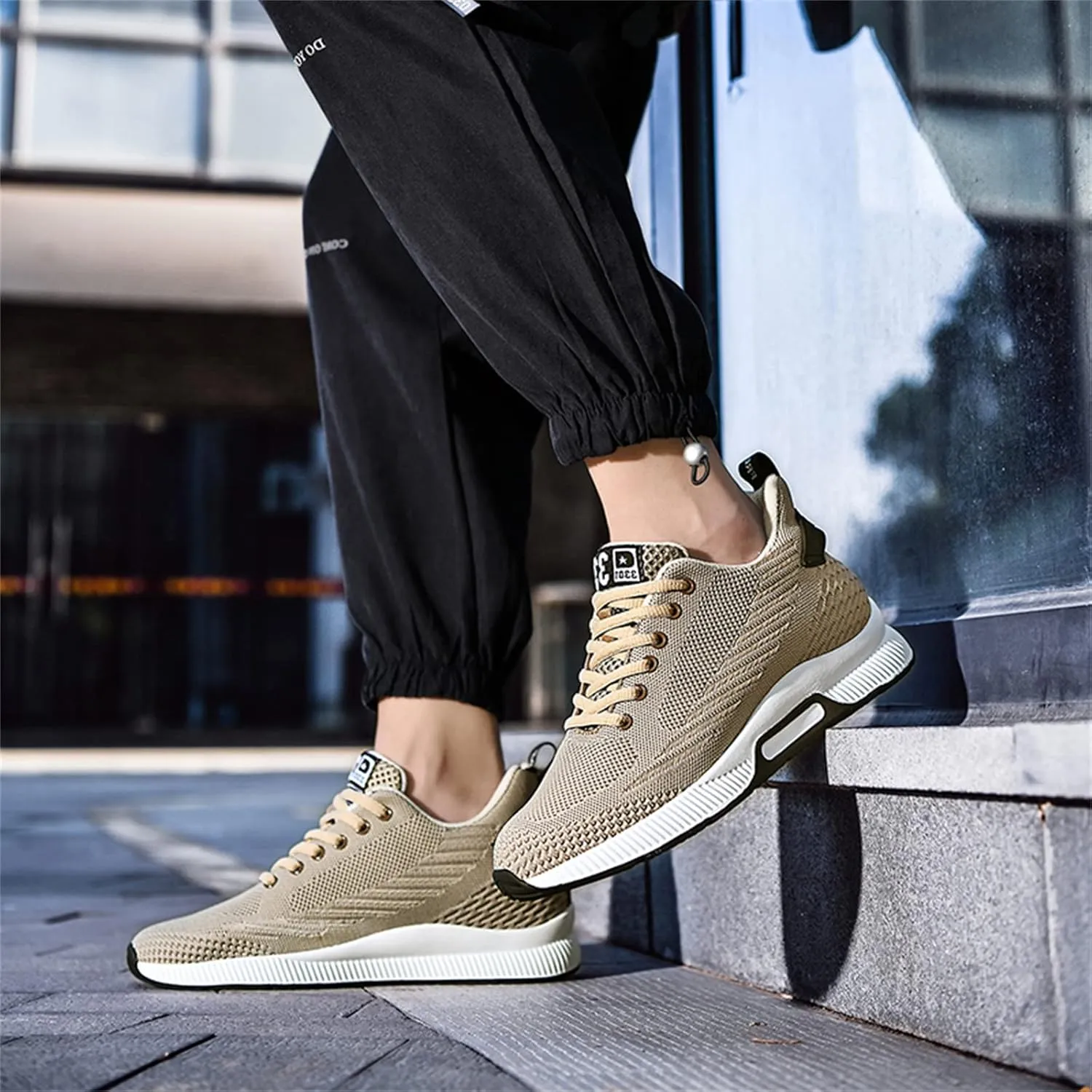 Mnplciea Men's Invisible Height Increasing Elevator Shoes 3.15 Inches Lace Up Road Running Sneakers Lightweight Breathable Knitted Sporty Trainers
