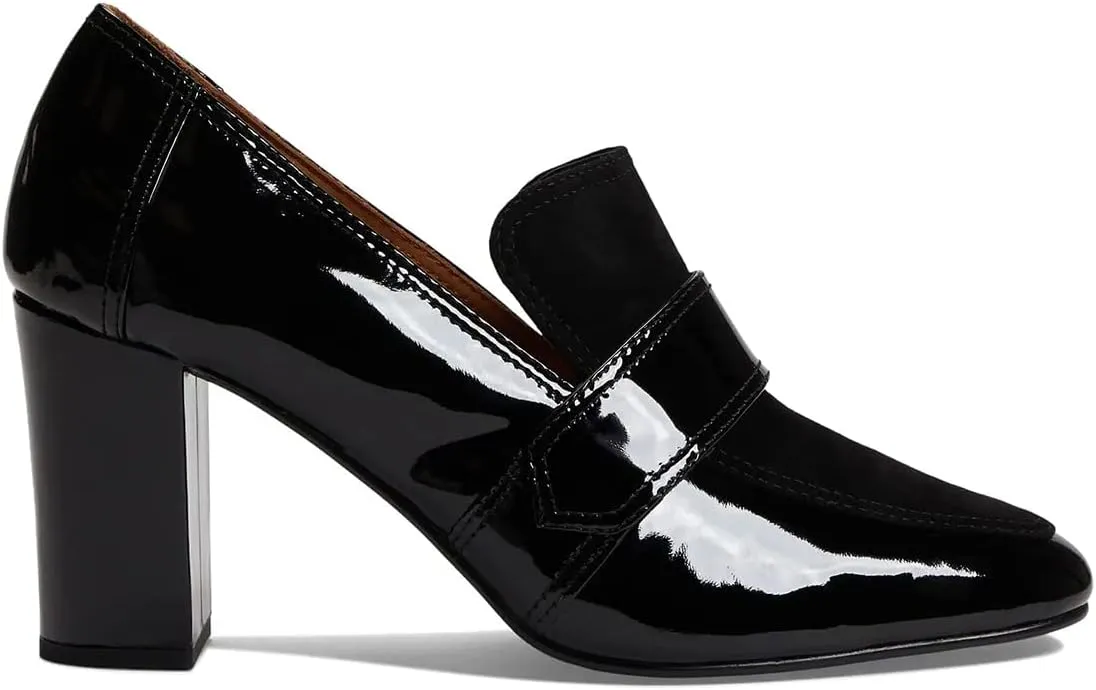 MOOMMO Women Chunky Block Heel Pumps Round Closed Toe Slip On Oxford Loafers Shoes High Heels Snakeskin Work Pump Suede Loafer for Office Ladies Classic Formal Business Professional 4-13 M US