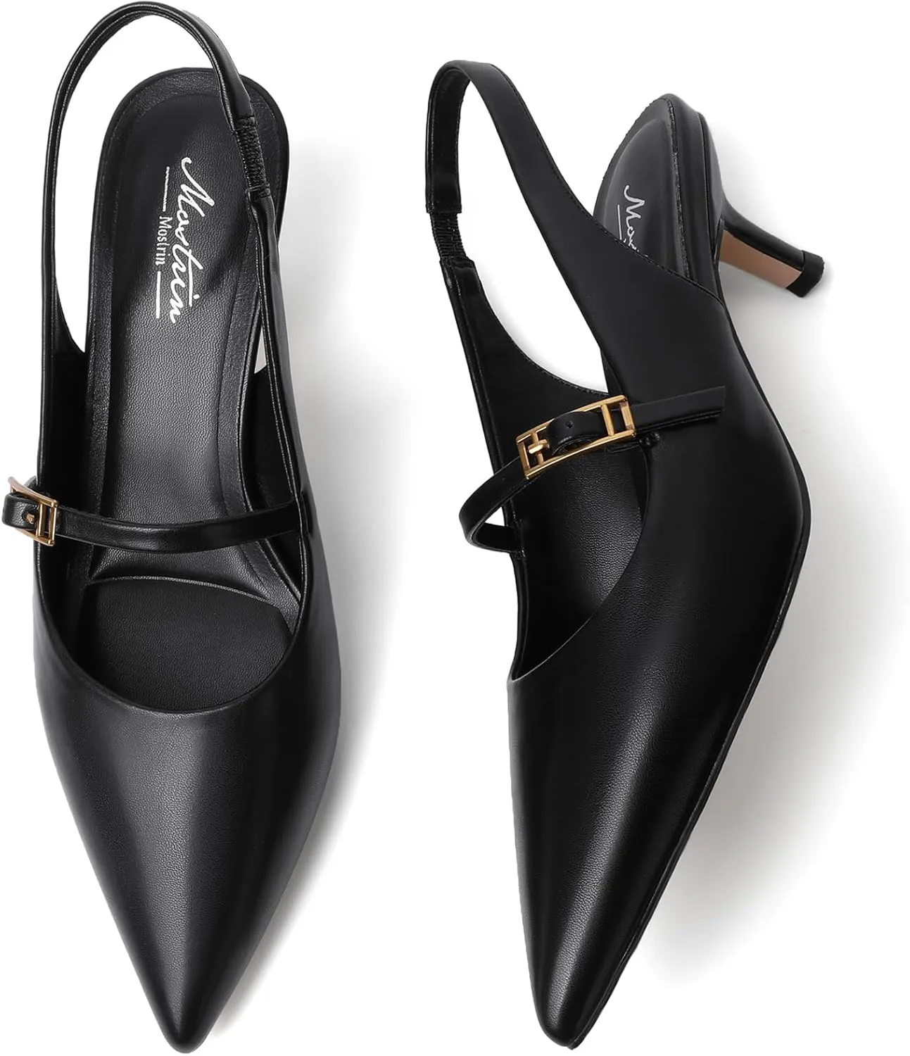 Mostrin Kitten Heels for Women Slingback Heels Pointed Closed Toe Heels Slip On Dress Pumps Shoes Low Women's Pumps for Dating Party Working
