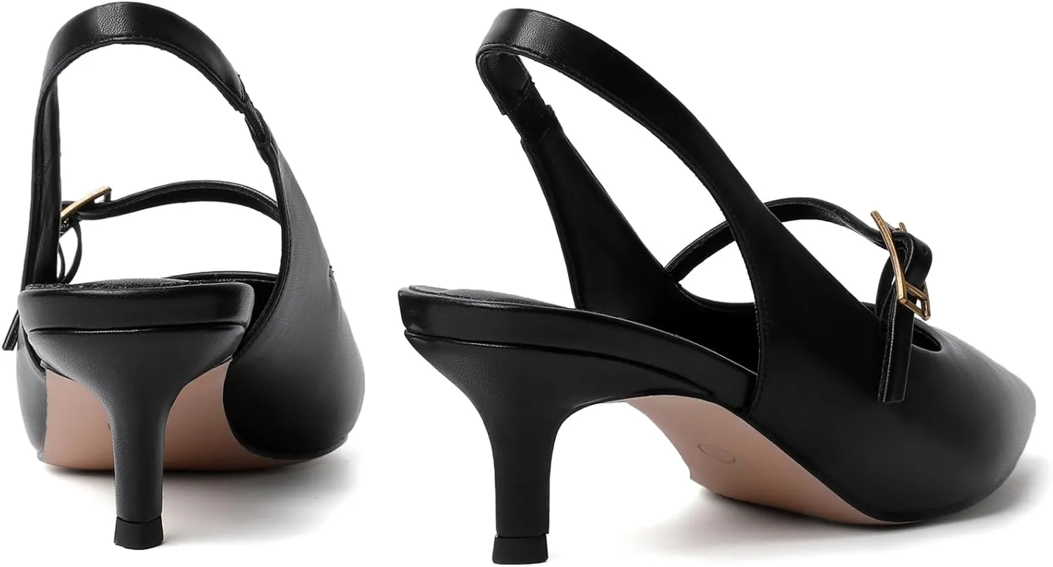 Mostrin Kitten Heels for Women Slingback Heels Pointed Closed Toe Heels Slip On Dress Pumps Shoes Low Women's Pumps for Dating Party Working