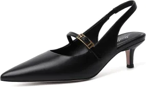 Mostrin Kitten Heels for Women Slingback Heels Pointed Closed Toe Heels Slip On Dress Pumps Shoes Low Women's Pumps for Dating Party Working