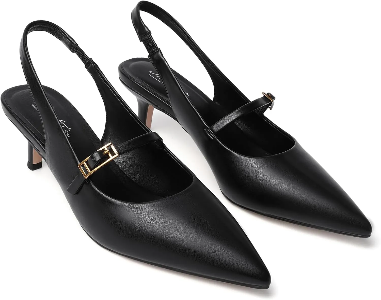 Mostrin Kitten Heels for Women Slingback Heels Pointed Closed Toe Heels Slip On Dress Pumps Shoes Low Women's Pumps for Dating Party Working