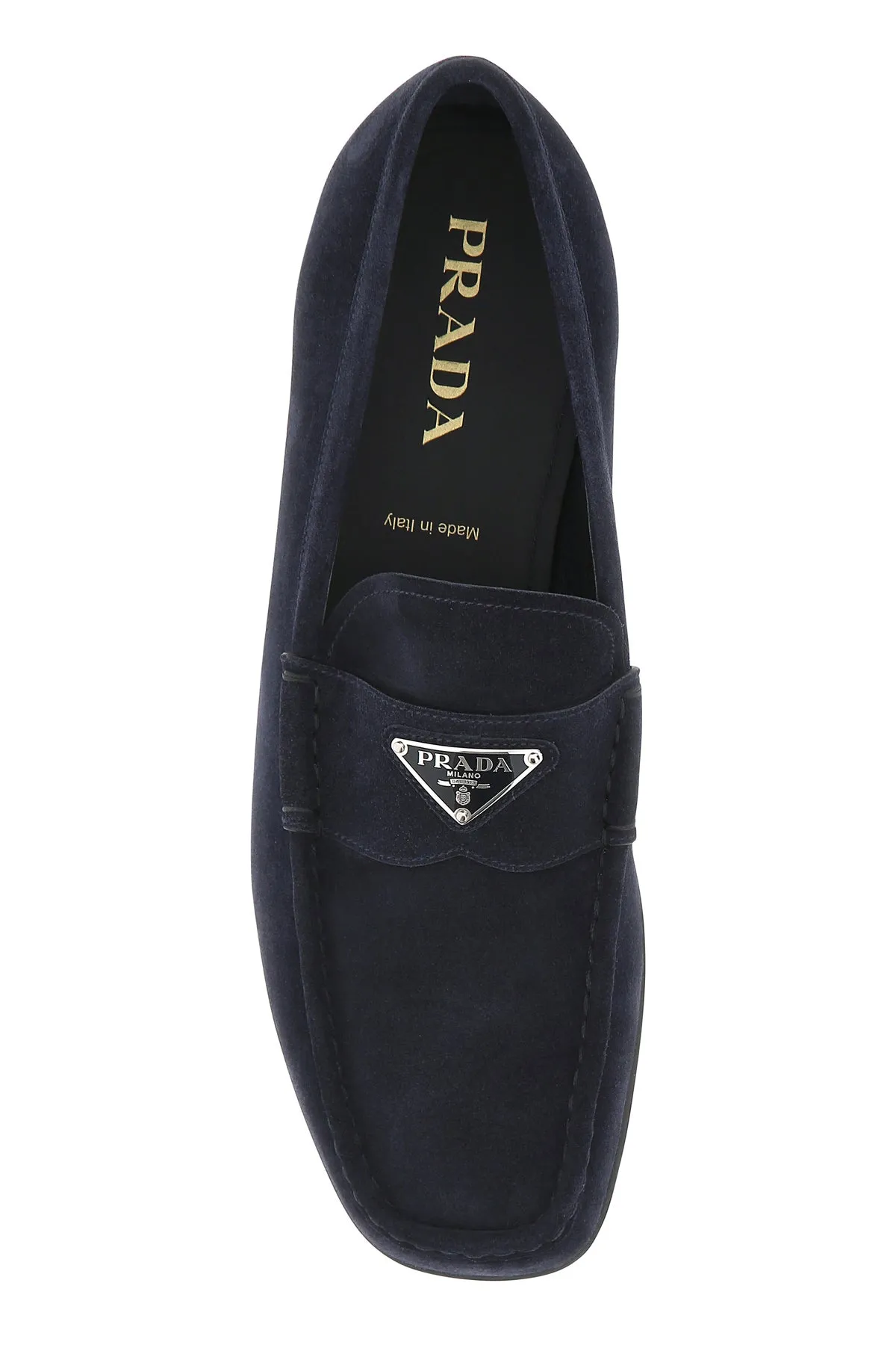 Navy blue suede loafers