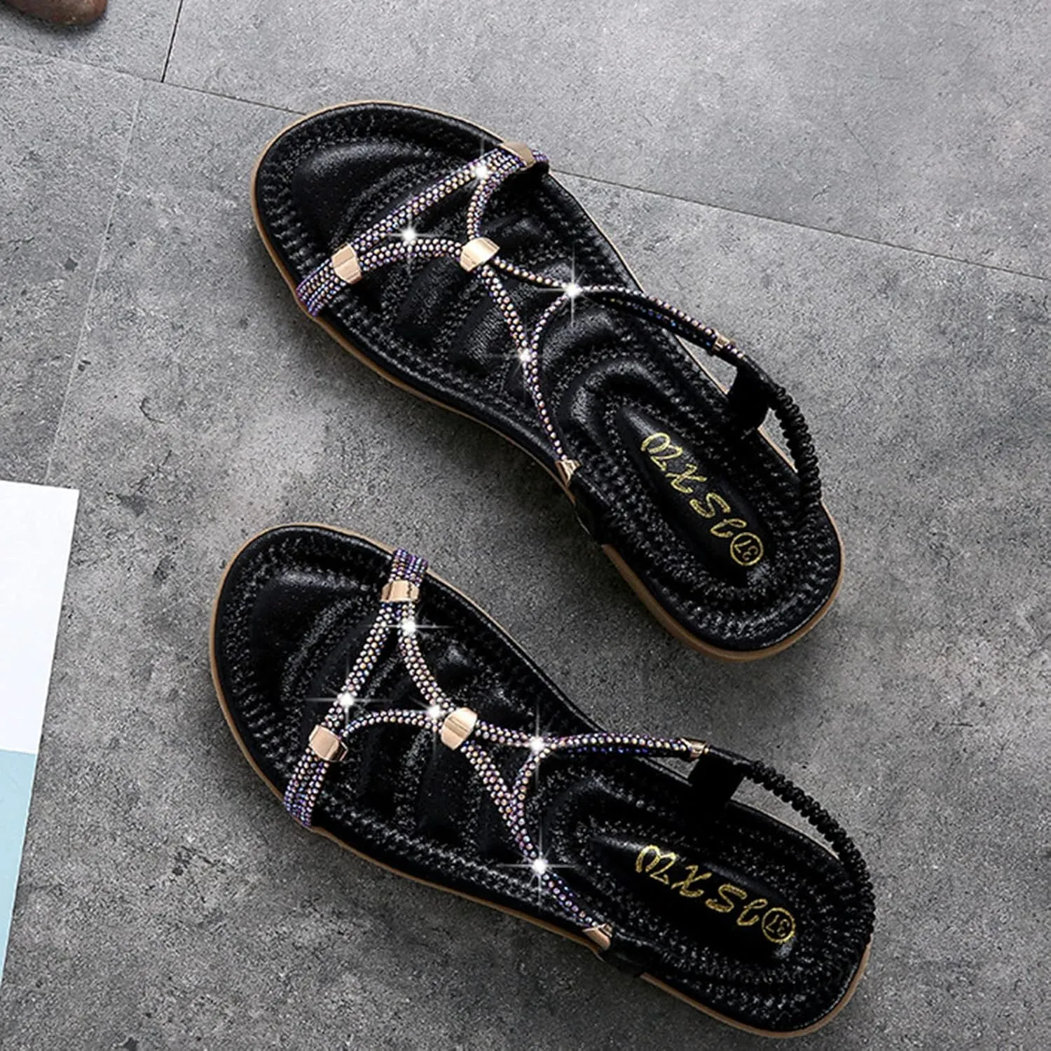 Non Slip Flat Bottom Sandals for Women Adjustable Casual Fisherman Cool Shoes Beach Non Slip Flat Sandals