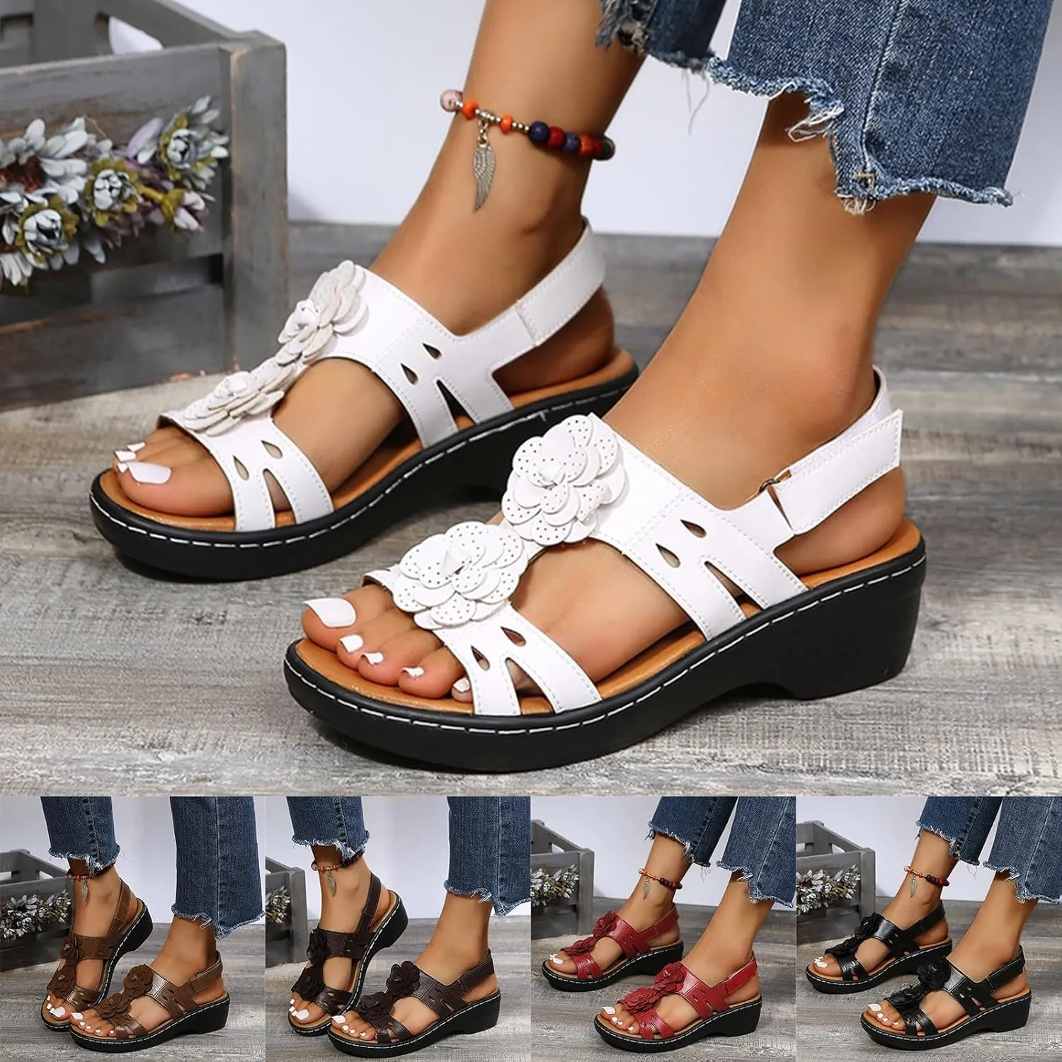 Orthopedic Sandals for Women, Women Platform Sandals Casual Summer Beach Flip Flops Sandals Breathable Wedge Sandals Shoes