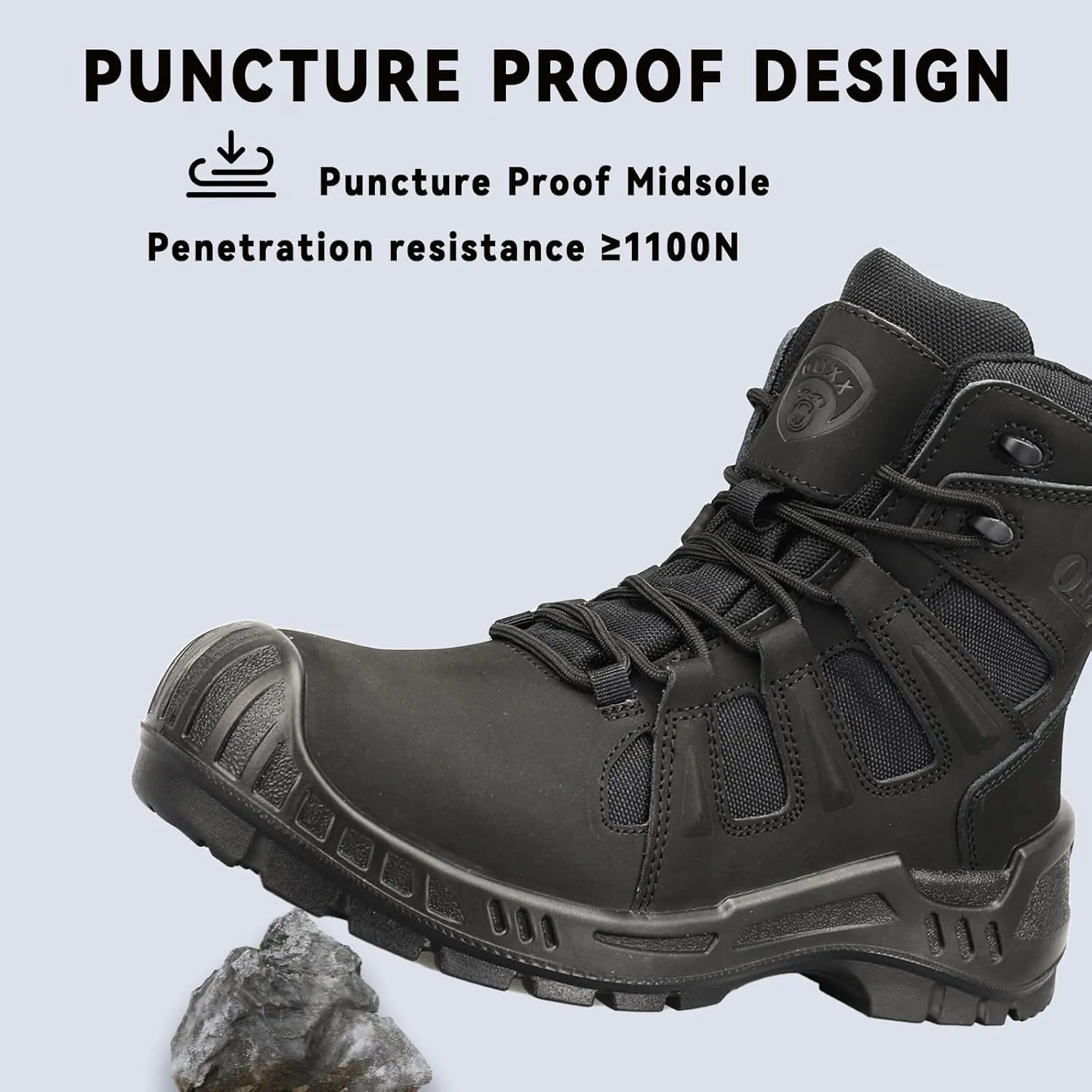 OUXX Men's Work Boots Composite Toe Cap Non Slip Work Shoes for Men Water Resistant Safety Shoes(OUXX4603)