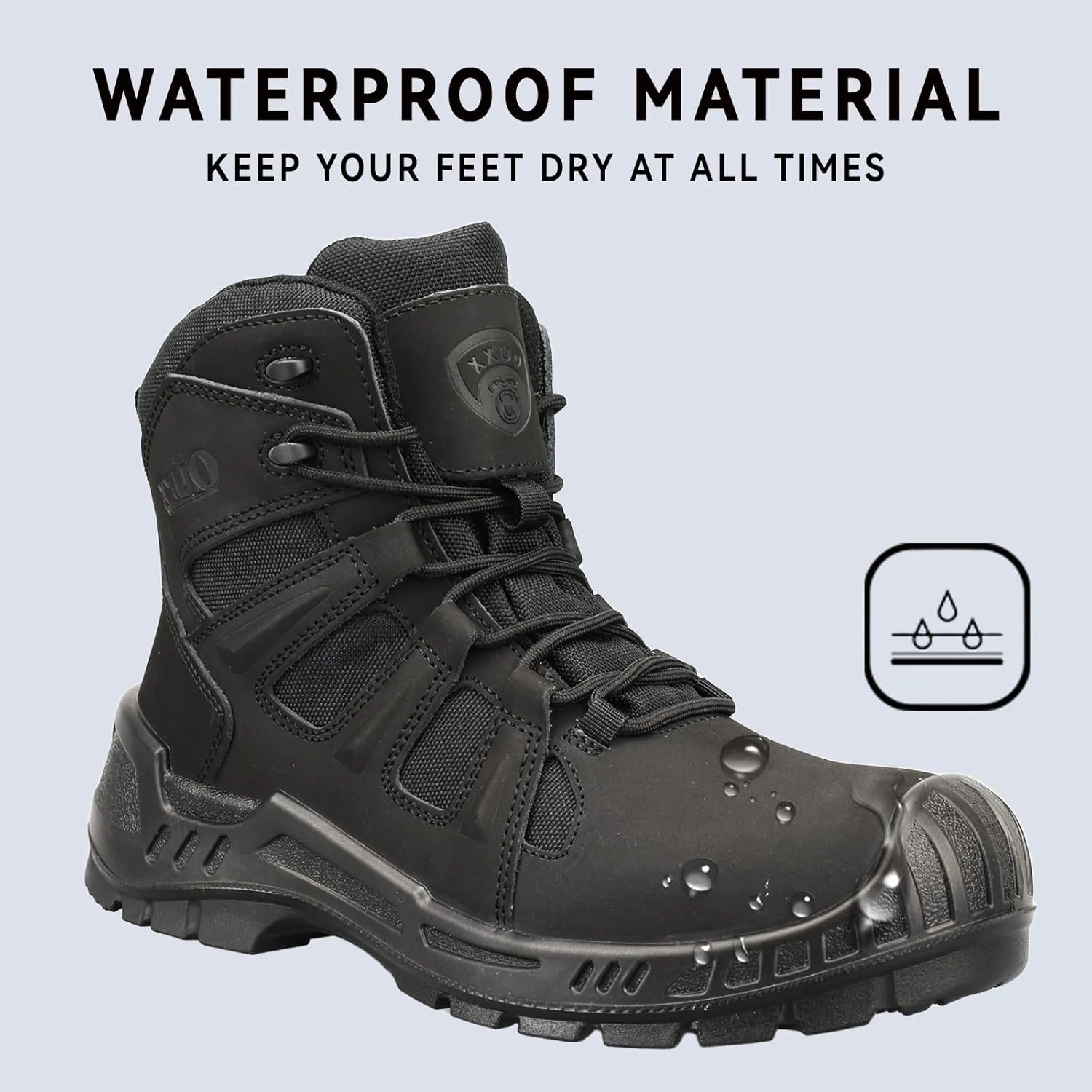 OUXX Men's Work Boots Composite Toe Cap Non Slip Work Shoes for Men Water Resistant Safety Shoes(OUXX4603)