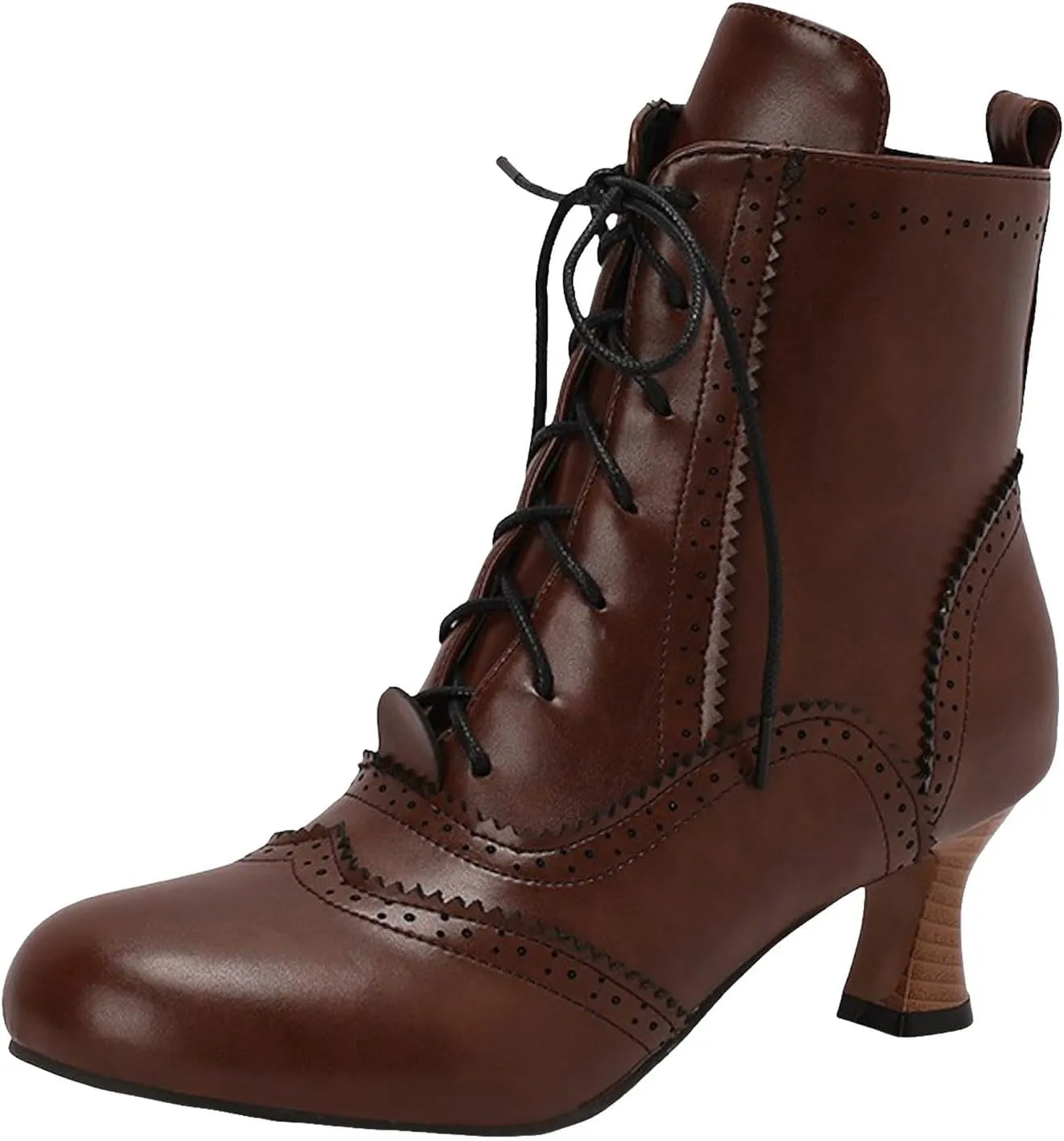 Victorian Boots for Women Kitten Heel,Vintage Lace Up Booties with Zipper Halloween Cosplay Boots Fashion Dance Shoes