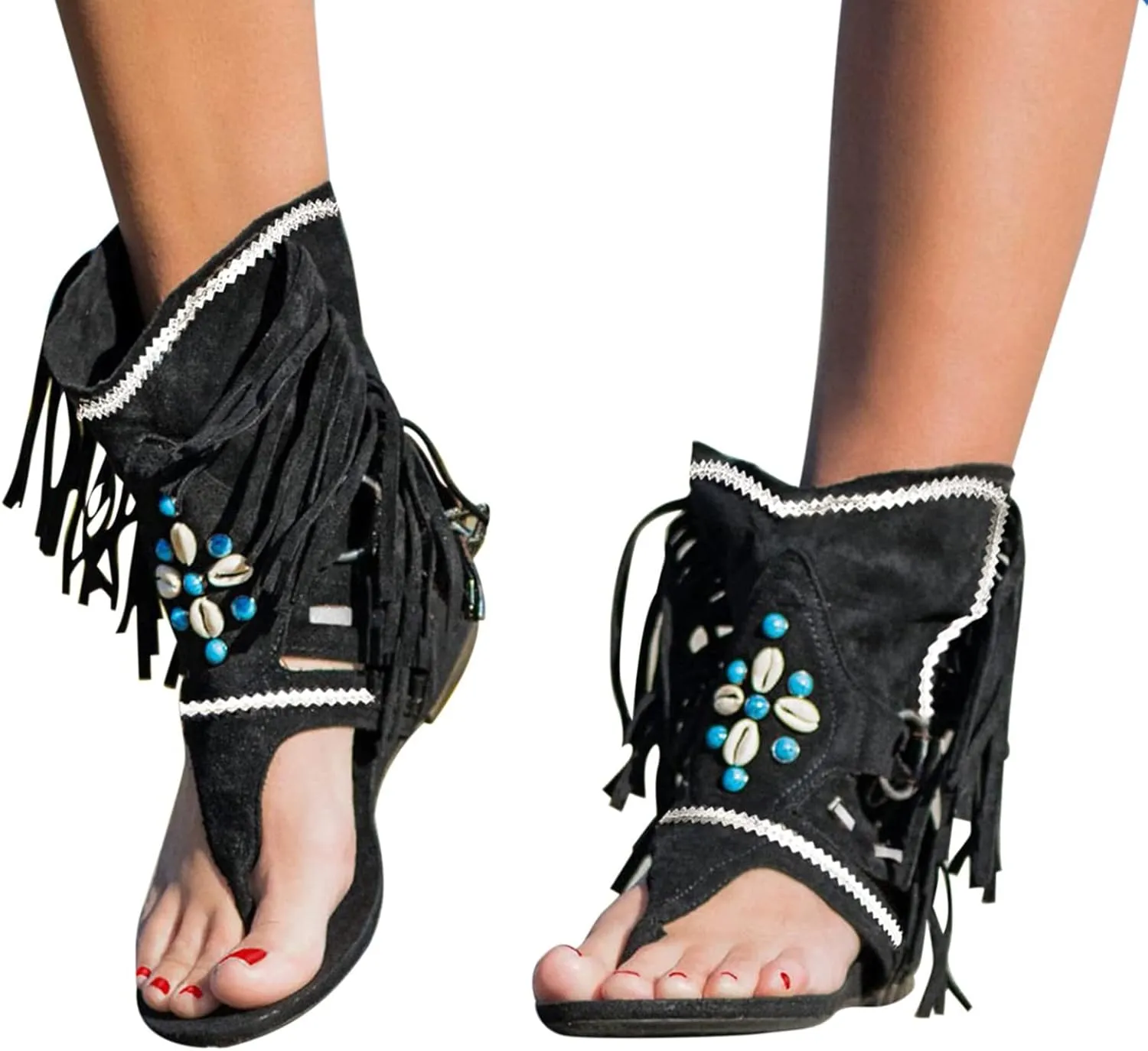 Women's Elastic Ankle Strap Flat Sandals Rhinestone Open Toe Slip on Casual Sandal Arch Support Flat Sandals